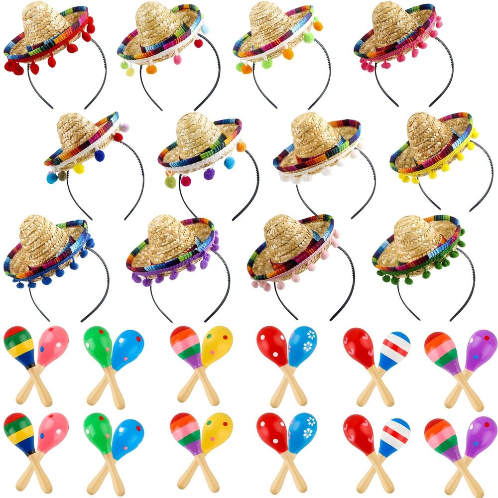 9193 36 Pcs Fiesta Party Favors Including 12 Cinco De Mayo Fabric Sombrero